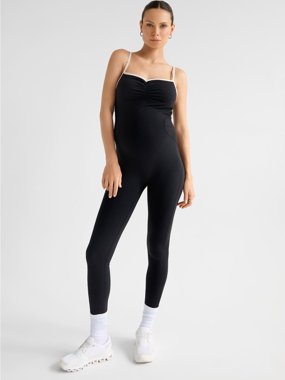 Black Slim-Fit Jumpsuit with Contrast Trim